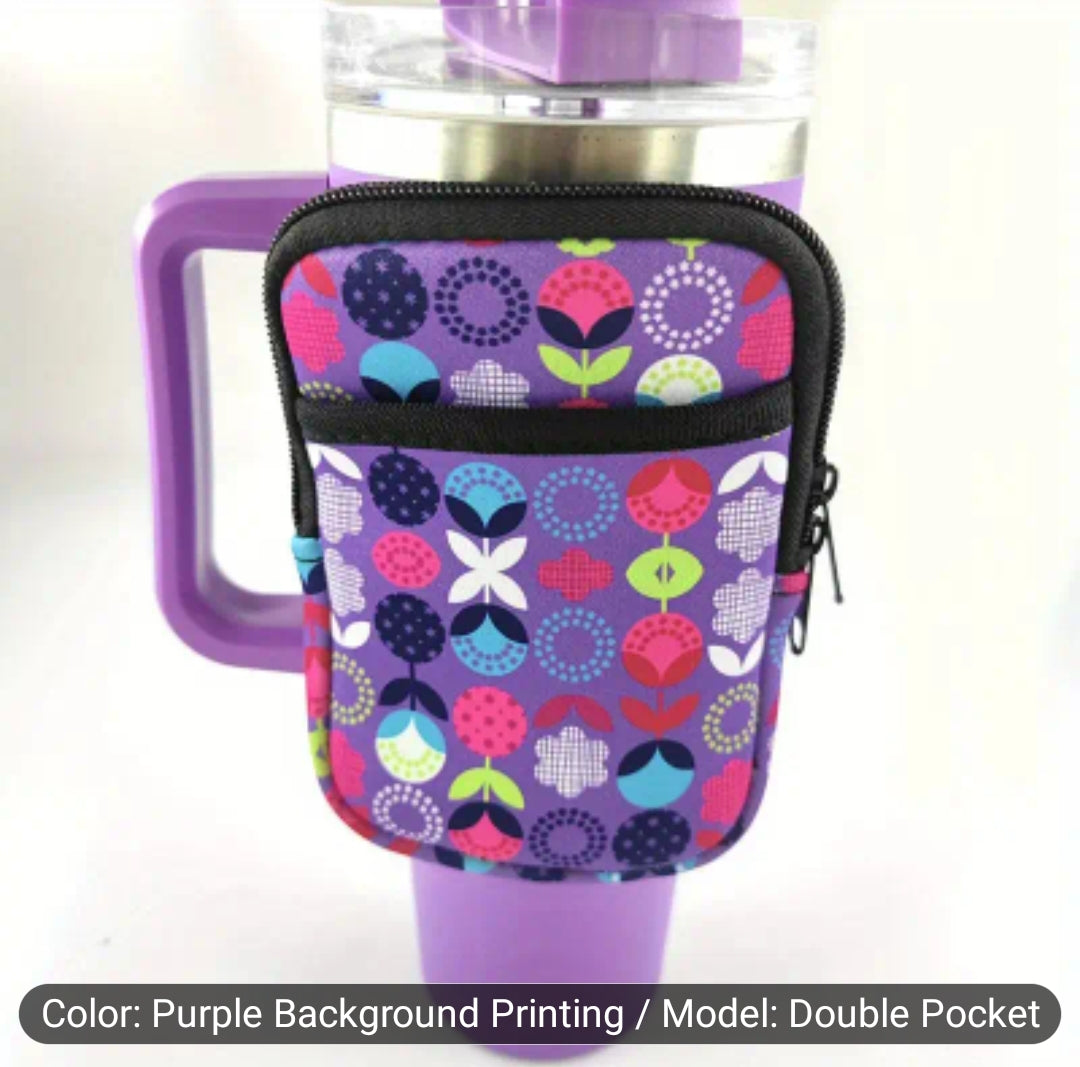 Small compact water bottle strap - phone/keys/card holder - Purple