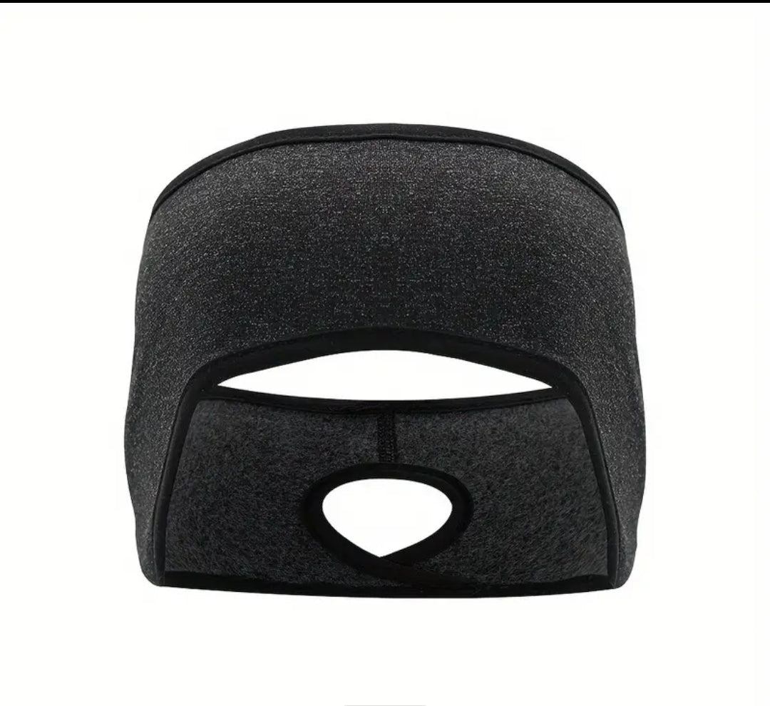 Black Ear warmer with pony tail hole