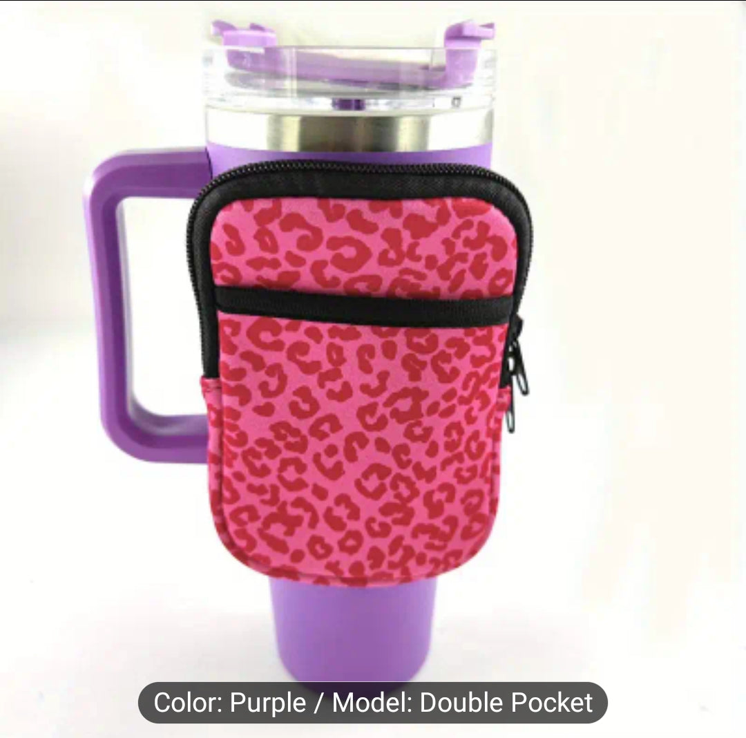 Small compact water bottle strap - phone/keys/card holder - Pink