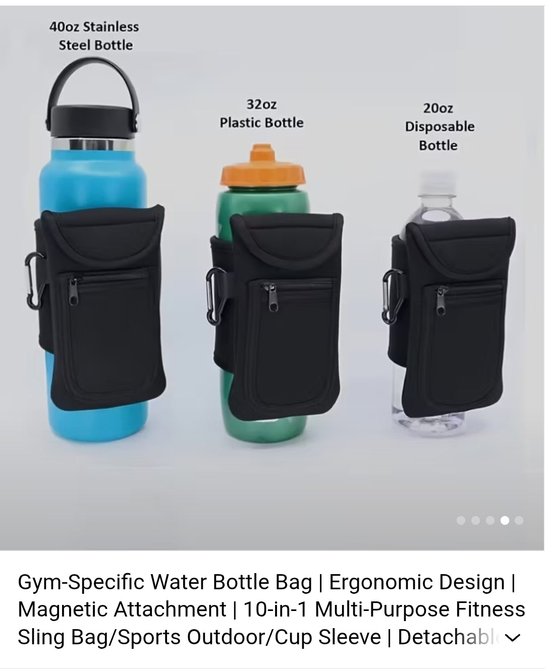 Magnetic fitness water bottle sleeve