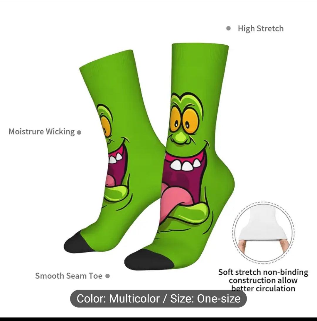 Ghostbusters - Slimer - inspired cycling socks