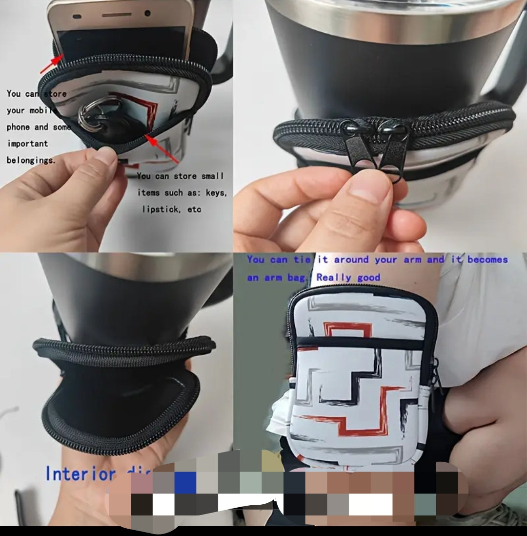 Small compact water bottle strap - phone/keys/card holder - USA Flag