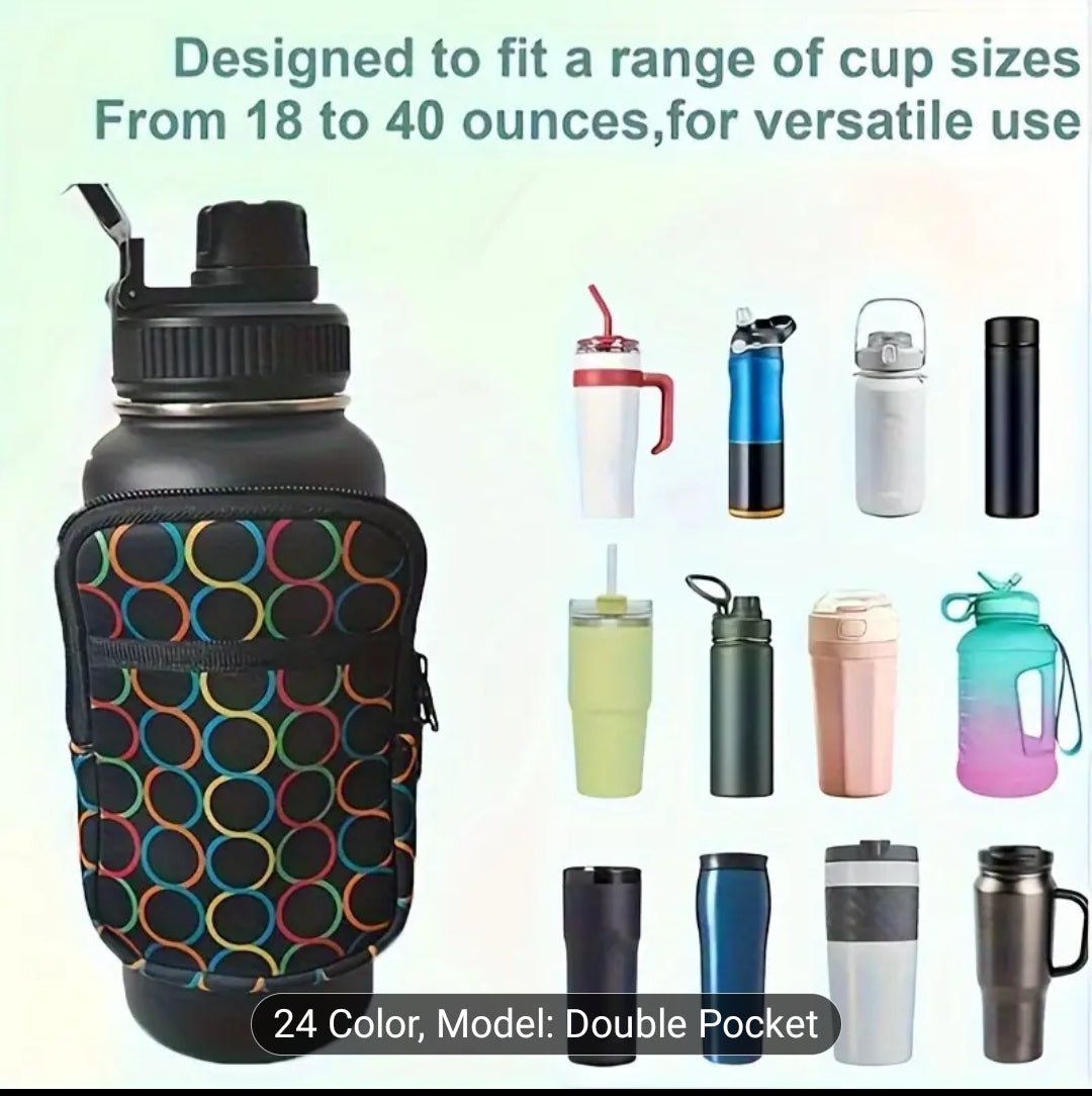 Small compact water bottle strap - phone/keys/card holder - USA Flag