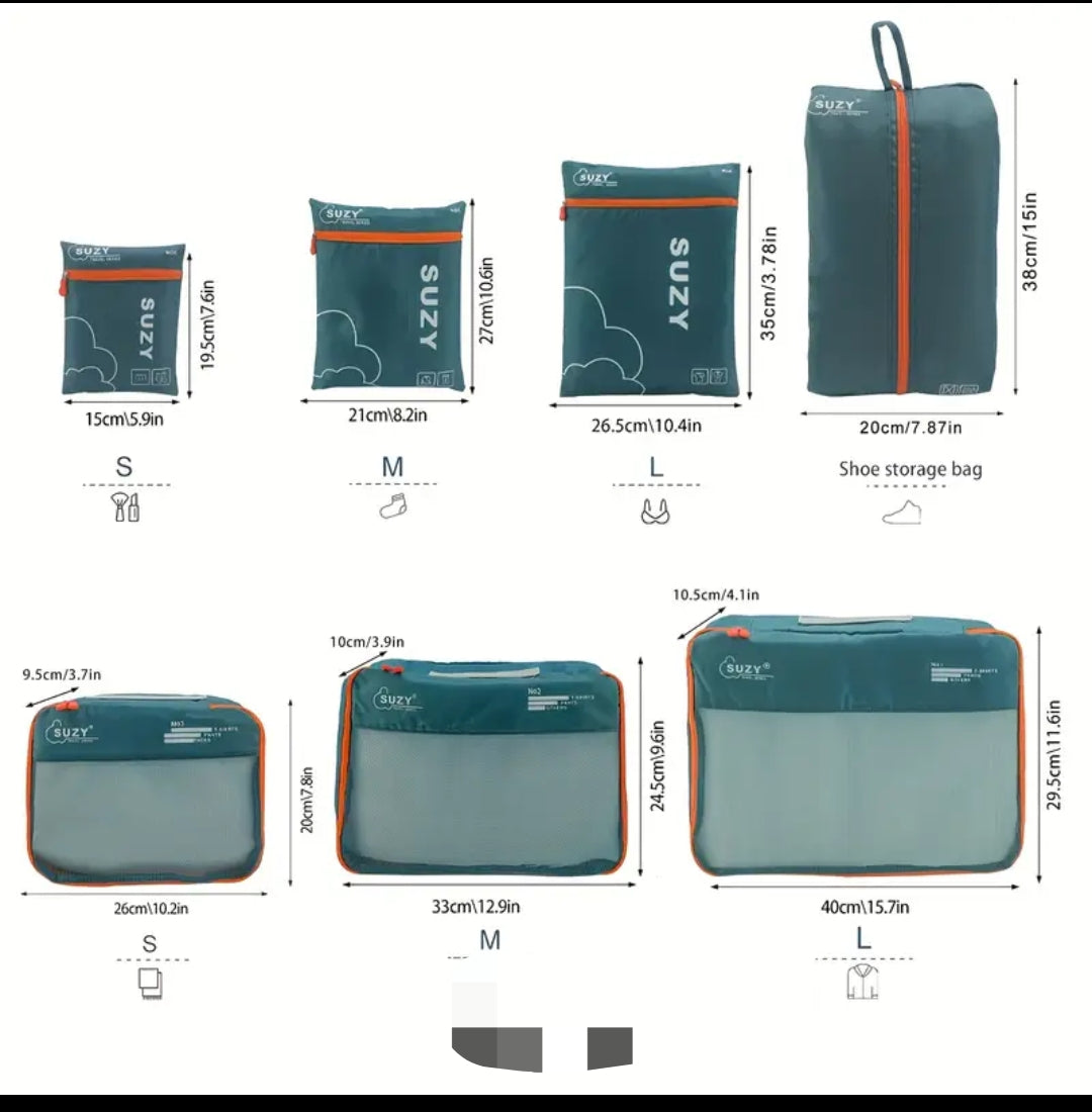 7 piece high quality travel organiser