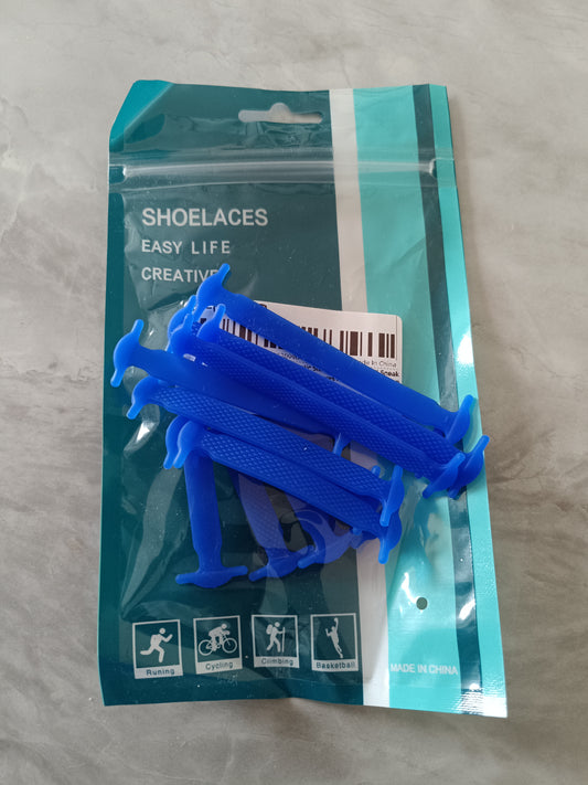 Blue silicone no tie shoe laces