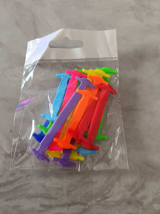 Multicoloured silicone no tie shoe laces
