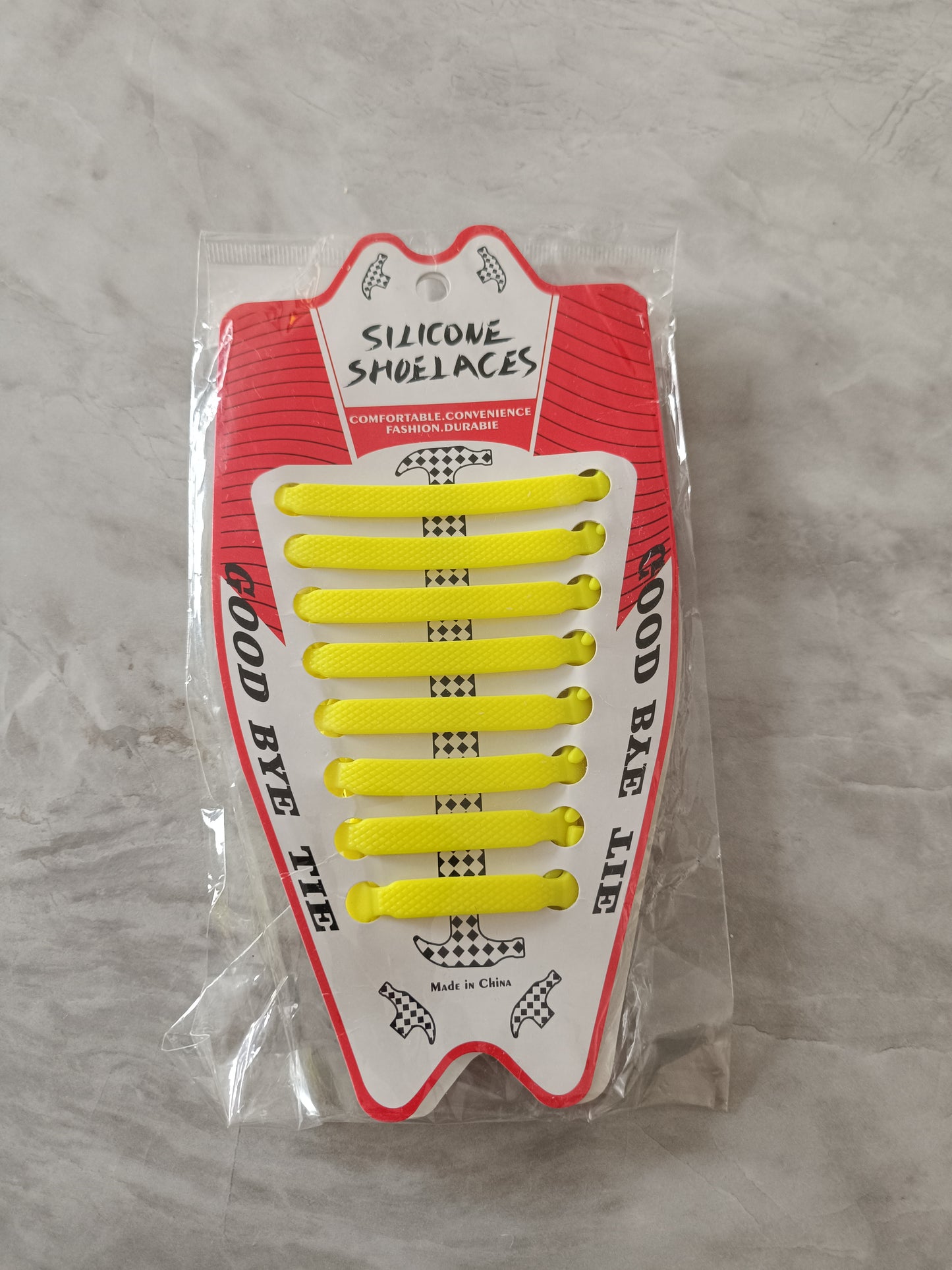 Yellow no tie silicone shoe laces